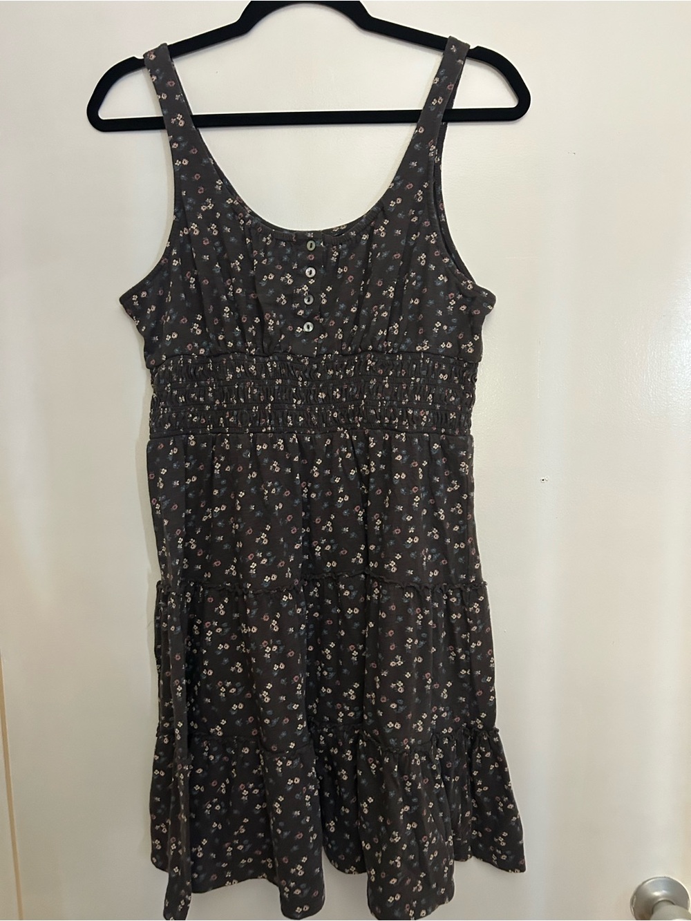 Lucky Brand Black Floral Tiered Dress